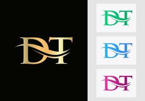 Initial Monogram Letter DT Logo Design. DT Logotype Template vector