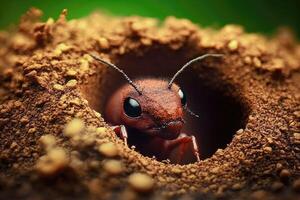 Ant burrow macro zoom. photo