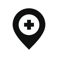 Hospital map pin icon isolated on white background vector