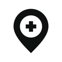 Hospital map pin icon isolated on white background vector