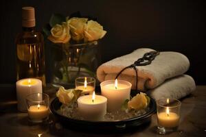 Relaxing Bath With Candles Soap Oils photo