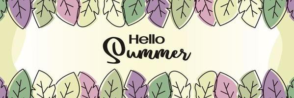 summer background, trendy design with leaf ornament. Template for banner, web, greeting card, presentation. vector