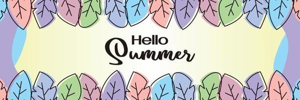 summer background, trendy design with leaf ornament. Template for banner, web, greeting card, presentation. vector