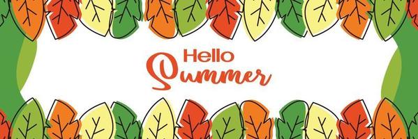 summer background, trendy design with leaf ornament. Template for banner, web, greeting card, presentation. vector