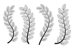 Hand drawn doodle olive tree branches autumn leaves, vintage Laurel Wreath leafs, flora symbol decorative stem, Botanical branch and leaves, design element forest and plant, vector illustration