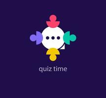 Quiz time logo. Speech bubble logo gathered around. unique colors Creative Bubble plus logo template. vector