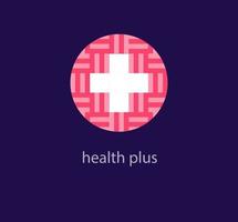 Modern health plus logo. Unique color transitions. Health plus logo template in round button. vector