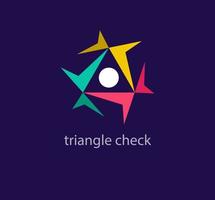 Triangle formation logo. Unique colors Creative Checkmark triangle logo template. vector