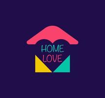 Home love logo. Construction, house, frame, window, technology, internet concept. Corporate identity logo template vector