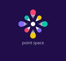 Colorful space dot logo. Unique colors. Geometric creative logo template. vector