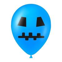 Halloween blue balloon illustration with scary and funny face vector