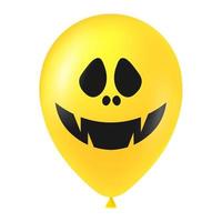 Halloween yellow balloon illustration with scary and funny face vector