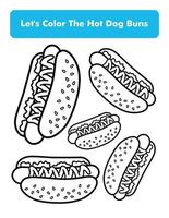 Hot Dog Buns Coloring Book Page In Letter Page Size Children Coloring Worksheet Premium Vector Element