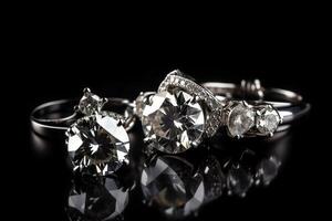 Diamond Jewelry On Black Background photo