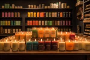 Candle Shop With Focus On Stunning Candle Images photo