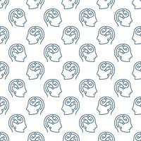 AI Brain in Head vector Artificial Intelligence outline seamless pattern