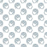 AI Brain in Head vector Artificial Intelligence outline seamless pattern