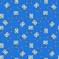 Chatbot and Laptop Computer vector colored seamless pattern