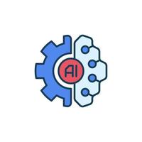 AI Brain with Cog Wheel vector Artificial Intelligence concept colored icon