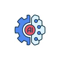 AI Brain with Cog Wheel vector Artificial Intelligence concept colored icon