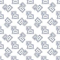 Chatbot and Laptop Computer vector Online Support Service seamless pattern