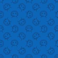 Chatbot vector Support Service linear blue seamless pattern