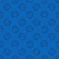 Chatbot vector Support Service linear blue seamless pattern