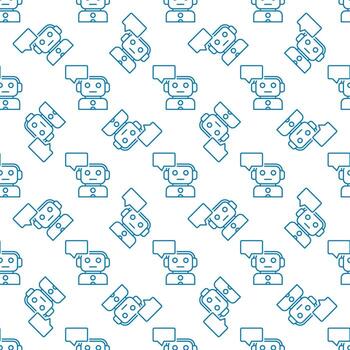 Chatbot Talking vector Communication Technology line seamless pattern