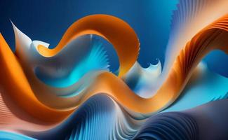 Abstract wavy background with waves in blue and orange colors photo
