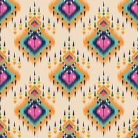 étnico nativo modelo ikat sin costura. tribal africano indio tradicional bordado vector antecedentes. azteca tela alfombra batik ornamento cheurón textil decoración fondo de pantalla