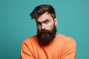 a man on solid color background with Pout face expression photo