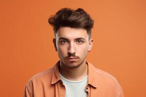 a man on solid color background with Pout face expression photo