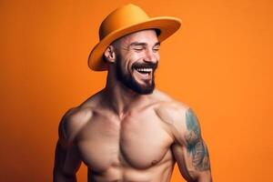 ai generativo retrato de un hermoso muscular hombre foto