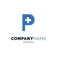 Initial Letter P Cross Plus Hospital Medical Icon Logo Design Template vector