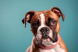 Close-up portrait of a boxer dog photo