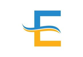 Gradient E letter logo design with swoosh, Vector illustration