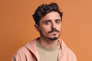 a man on solid color background with Pout face expression photo