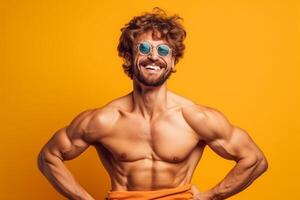 ai generativo retrato de un hermoso muscular hombre foto