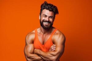 ai generativo retrato de un hermoso muscular hombre foto