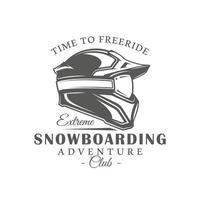 Vintage snowboarding label isolated on white background vector