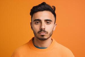 a man on solid color background with Pout face expression photo