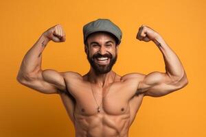 ai generativo retrato de un hermoso muscular hombre foto