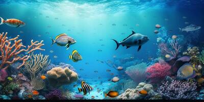 The beautiful underwater sea life with . photo