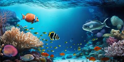 The beautiful underwater sea life with . photo