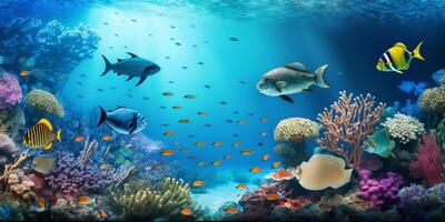 The beautiful underwater sea life with . photo