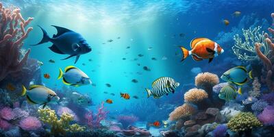 The beautiful underwater sea life with . photo