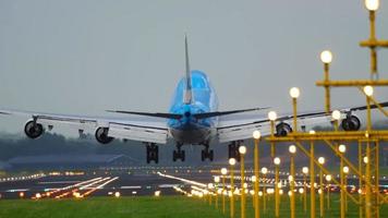 AMSTERDAM, THE NETHERLANDS JULY 28, 2017 - KLM Royal Dutch Airlines Boeing 747 landing on 18R Polderbaan, Shiphol Airport, Amsterdam, Holland video