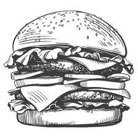 painted burger, great delicious sandwich, vector illustration, vintage style