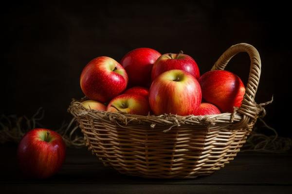Red apple basket. Generate Ai