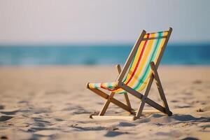 playa silla en tropical playa. verano vacaciones concepto. generativo ai foto